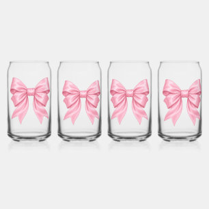 Roze Satijnen Strik Mooie Vrouwelijke Drinkglas Blikvorm Glas