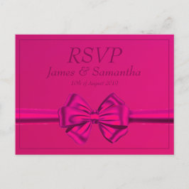 Roze Satijnen Strik  – RSVP Uitnodiging Briefkaart