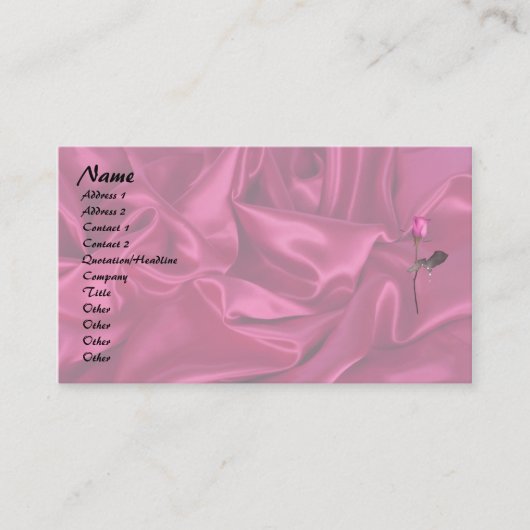Roze Satin Heart! Visitekaartje (Voorkant)