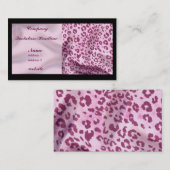 roze satin/luipaard visitekaartje (Voorkant / Achterkant)