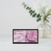 roze satin/luipaard visitekaartje (Staand voorkant)