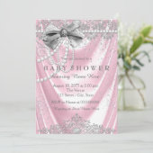 Roze Satin Pearl Girly Baby shower Kaart (Staand voorkant)