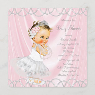 Roze Satin Pearl Little Lady Baby shower Kaart
