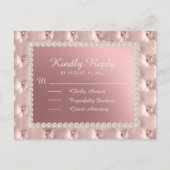 Roze Satin Pearls Quinceañera RSVP Briefkaart (Voorkant)