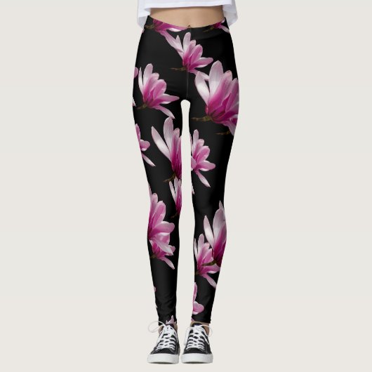 Roze Saucer Magnolia Blossom Leggings (Voorkant)