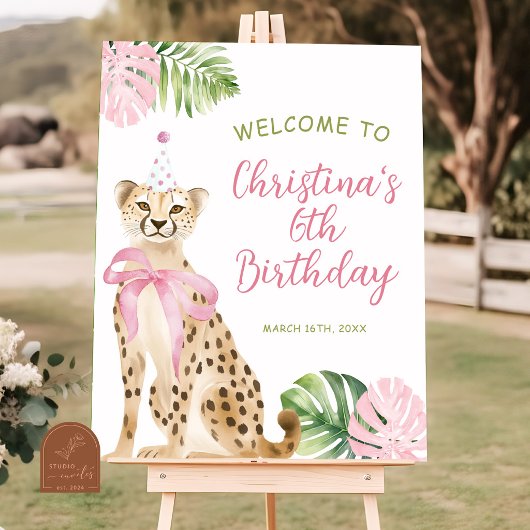 Roze Savanne Jachtluipaard Welkomstbord Poster