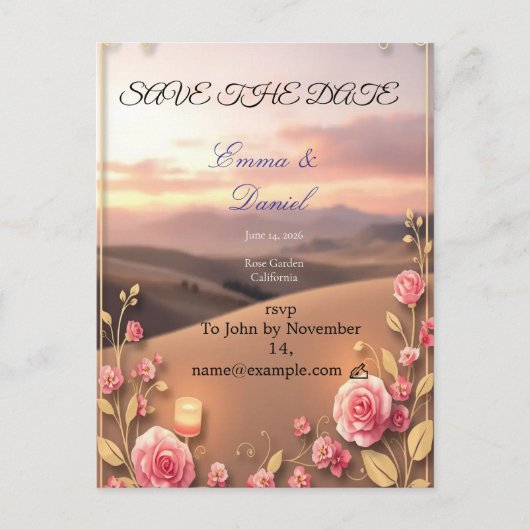 Roze save the date aankondigingskaart (Voorkant)
