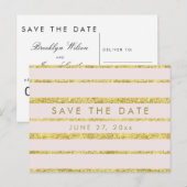 Roze Save The Date ansichtkaart met goud folie-eff Aankondigingskaart (Voorkant / Achterkant)