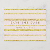 Roze Save The Date ansichtkaart met goud folie-eff Aankondigingskaart (Voorkant)