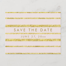 Roze Save The Date ansichtkaart met goud folie-eff Aankondigingskaart