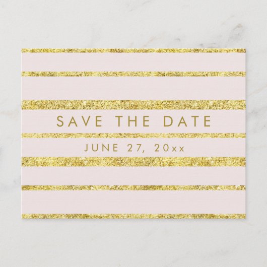 Roze Save The Date ansichtkaart met goud folie-eff Aankondigingskaart (Voorkant)