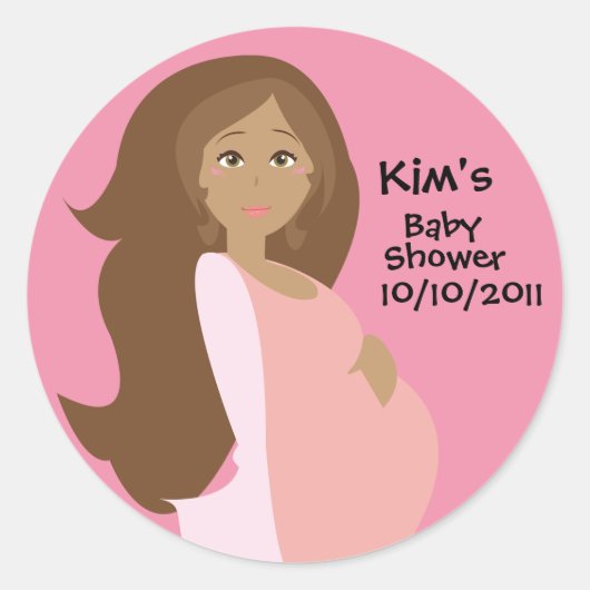 Roze Save The Date Baby shower Ronde Sticker (Voorkant)