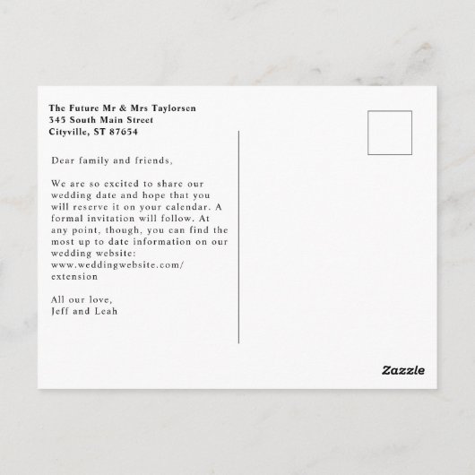 roze Save the Date Briefkaart (Achterkant)