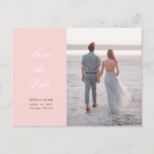 roze Save the Date Briefkaart (Voorkant)