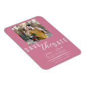 Roze Save the Date Foto Bruiloft Magneet (Rechterzijde)