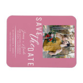 Roze Save the Date Foto Bruiloft Magneet (Horizontaal)