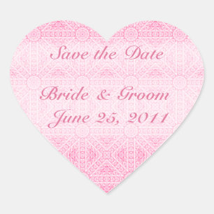 Roze Save the Date Heart Envelope Seal Hart Sticker