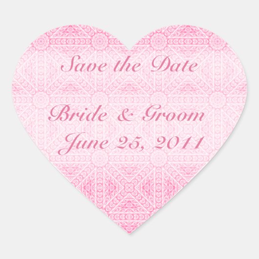 Roze Save the Date Heart Envelope Seal Hart Sticker (Voorkant)