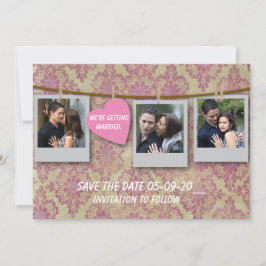Roze Save The Date Kaart