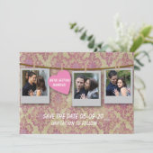 Roze Save The Date Kaart (Staand voorkant)