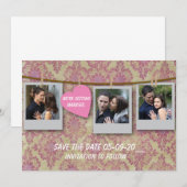 Roze Save The Date Kaart (Voorkant / Achterkant)
