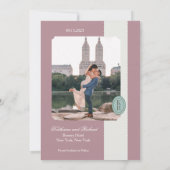 Roze Save The Date met Schulpvormige Rand Kaart (Achterkant)