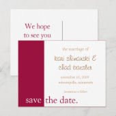 Roze save the date Modern Aankondigingskaart (Voorkant / Achterkant)