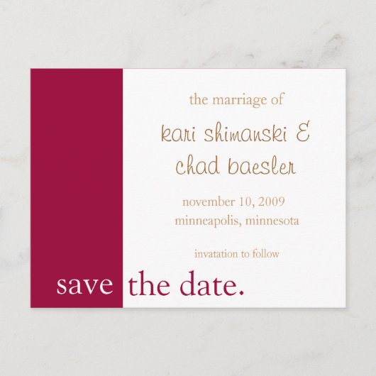 Roze save the date Modern Aankondigingskaart (Voorkant)