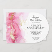 Roze Save the Date Moderne 50e verjaardag Kaart (Voorkant)