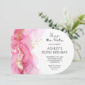 Roze Save the Date Moderne 50e verjaardag Kaart (Staand voorkant)