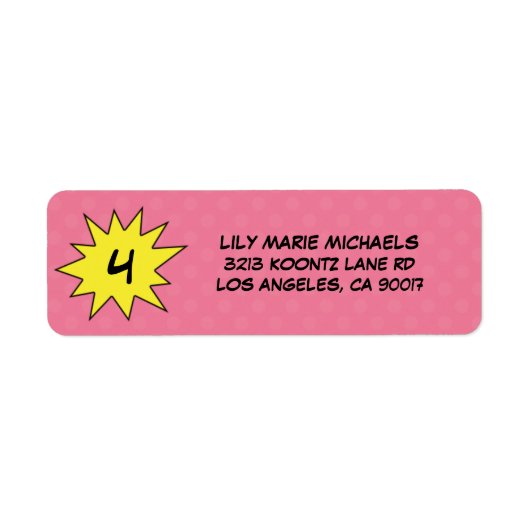 Roze Save the Day Superhero Retouradreslabels Etiket (Voorkant)