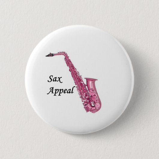 Roze sax ronde button 5,7 cm (Voorkant)