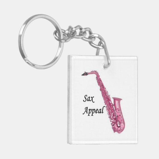 Roze Saxofoon Sleutelhanger (Voorkant Links)