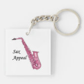 Roze Saxofoon Sleutelhanger (Achterkant)