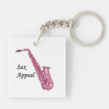 Roze Saxofoon Sleutelhanger