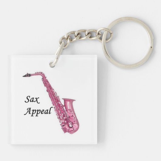 Roze Saxofoon Sleutelhanger (Achterkant)
