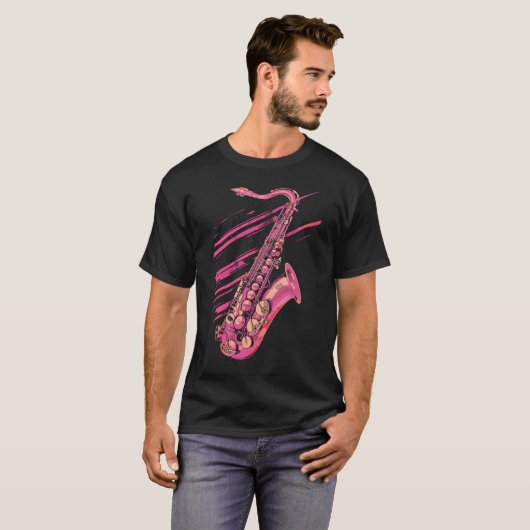 roze saxofoon t-shirt (Voorkant volledig)