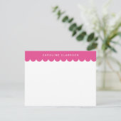 Roze Scallop Border Modern Stationery notitiekaart Kaart (Staand voorkant)