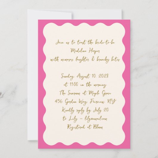 Roze Scallop Mimosa Brunch Vrijgezellenfeest Hot P Kaart (Voorkant)