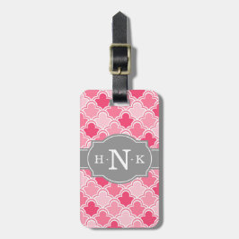 Roze Scallop-patroon Grijs Monogram Bagagelabel