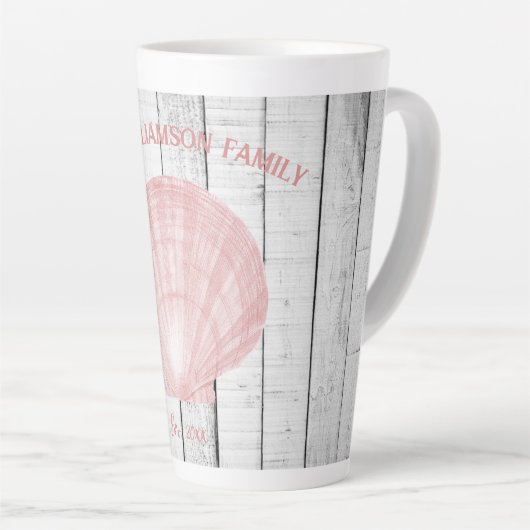 Roze Scallop Shell Latte Mok (Rechterhoek)