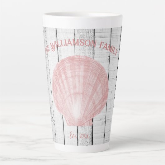 Roze Scallop Shell Latte Mok (Voorkant)