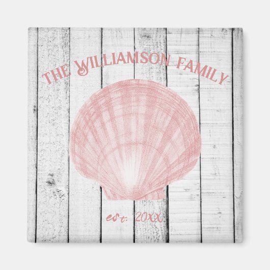 Roze  Scallop Shell Magnet (Voorkant)