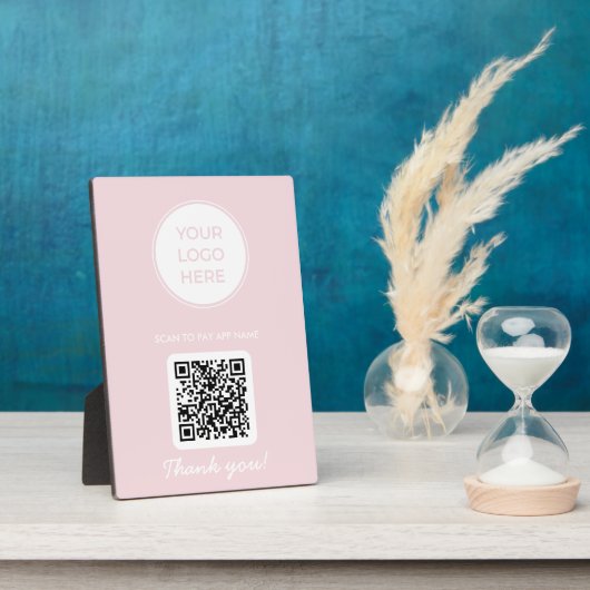 Roze scan me om QR-codeplaque te betalen Fotoplaat (Zijkant)