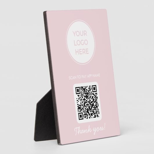 Roze scan me om QR-codeplaque te betalen Fotoplaat (Zijkant)