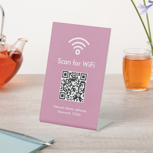 Roze Scan voor WiFi Aangepaste QR-code Professione Reclamebord Met Voetstuk (Insitu)