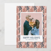 Roze Scandi Botanische kerstfamilie Foto 2022 Feestdagenkaart (Voorkant / Achterkant)