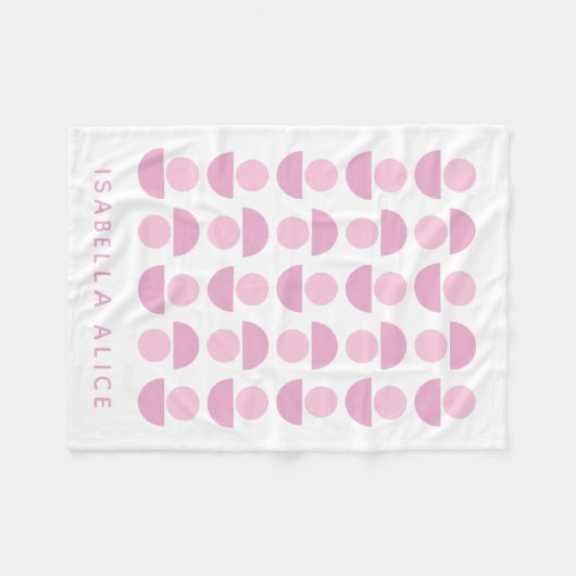 Roze Scandinavian Modern Geometric Monogram Naam Fleece Deken (Voorkant (Horizontaal))