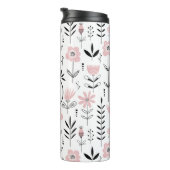 Roze Scandinavisch Bloempatroon Monogram Thermosbeker (Geroteerd rechts)