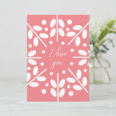 Roze Scandinavische folklaart "Ik hou van je" Kaart (Staand voorkant)